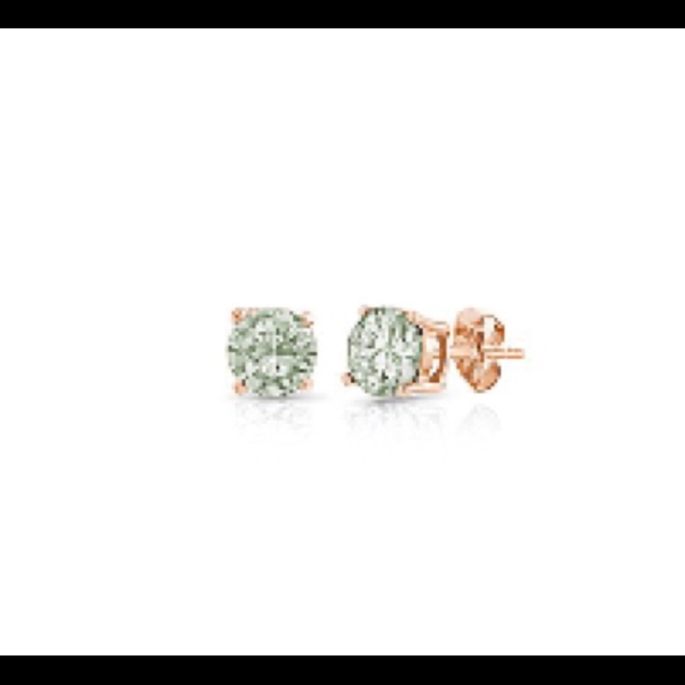 Green Prasiolite & Rose Gold Round Cut Earrings